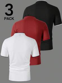 Manfinity Homme 男士撞色滚边短袖 Polo 衫休闲套装 - 彩色 - 查看 2