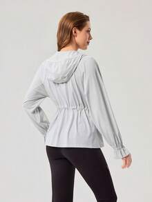 OutZeal Women Sun-Proof Jacket White Summer Camping Hiking UV Protection Cool Touch Hooded Drawstring Waist With Thumhole - White - View 7