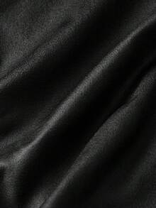 SHEIN MOD Petite Fit For The 150-160cm, Petite Perfect,  Women's Black Low-Waist Double-Layer Coated Mini Skirt - Black - View 4