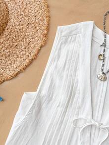 Travachic 2026 New Solid Color V-Neck Loose Jumpsuit, Spring/Summer Golf White Basic - White - View 8