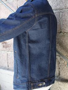 Chamarra Vaquera de Mezclilla para Caballero Estilo Casual - Azul Marino - Ver 5