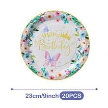 Bộ đĩa, khăn ăn và cốc dùng một lần màu hồng nhạt họa tiết bướm và vương miện, phục vụ 20 người. Bộ đồ dùng tiệc dùng một lần này (bao gồm đĩa, khăn ăn và cốc) rất phù hợp cho các bữa tiệc sinh nhật, đám cưới và dã ngoại gia đình. - Xem 7