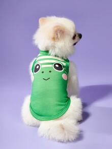 PETSIN 1pc Pet Dog/Cat Frog Cartoon Print Breathable Mesh Vest, Fits Both Cats & Dogs - Green - View 4