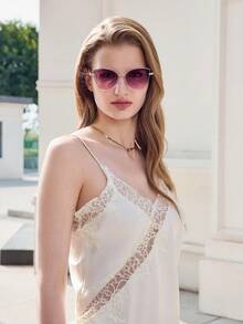 Visivana 1 par de de moda bohemia con montura de ojo de gato para mujer, accesorios elegantes para la playa, vacaciones, al aire libre y viajes. Accesorios de moda elegantes para outfits de mujer en otoño, invierno, casual de negocios y verano. - Rosa - Ver 4