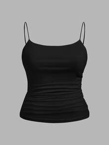 SHEIN EZwear 3件套加大码女式侧边褶皱无袖吊带背心，适合夏季穿着 - 彩色 - 查看 7