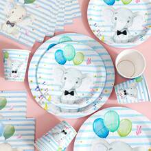 Bộ chén đĩa, khăn ăn và cốc dùng một lần hình voi xanh và bóng bay, phục vụ 20 người. Bộ đồ dùng tiệc dùng một lần này (bao gồm chén đĩa, khăn ăn và cốc) rất phù hợp cho các bữa tiệc sinh nhật, đám cưới và dã ngoại gia đình. - Xem 3