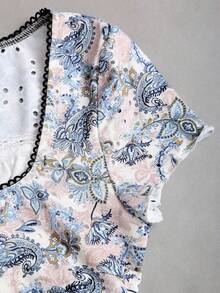 Sweetra 女士腰果印花 Y2K 性感甜美二合一 T 恤，度假和上学风格 - 彩色 - 查看 5