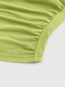 ROMWE Grunge Punk Top bandeau con pliegues con estampado de leopardo Y2K para mujeres - Verde - Ver 3