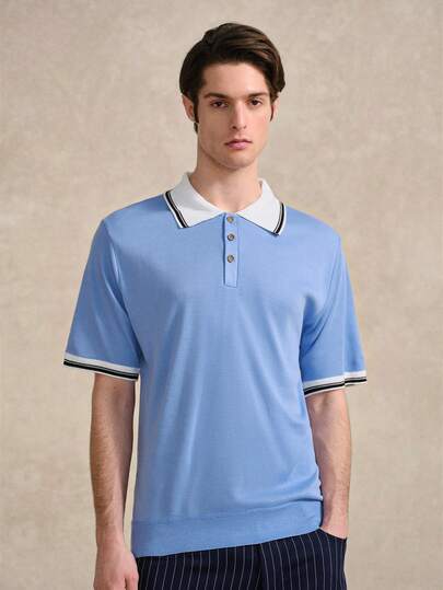 Courvante 男士夏季休闲撞色针织套头衫 Tenniscore