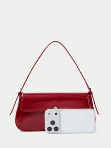 MOTF PREMIUM LADIES SHOULDER BAG, EXQUISITE AND SIMPLE BAGUETTE BAG, VERSATILE PARTY COMMUTE - Red - View 4