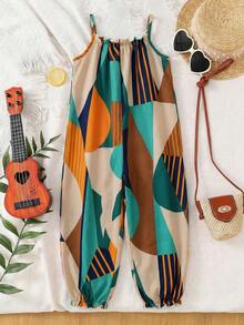 Mono sin mangas con estampado floral ditsy para niña en vacaciones - Multicolor - Ver 2