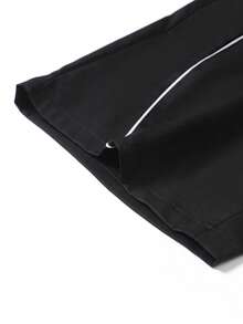 STYNVO 男士字母印花短袖拉链领衬衫和短裤套装 - 黑色 - 查看 3