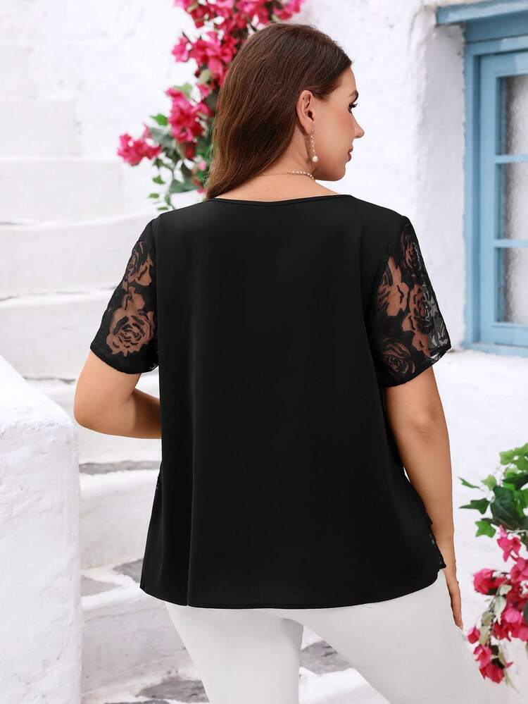 Plus Size Women Crew Neck Short Sleeve Asymmetric Hem Loose Blouse Summer Outfits For Women Tropical Vacation Woman Clothes Modest Dresses For Women Beach Ruffle Pastel Chiffon