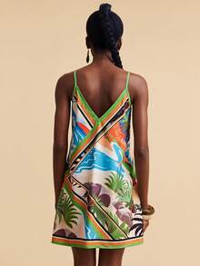 Travachic 女士风景印花休闲度假迷你吊带裙，适合夏季穿着 - 彩色 - 查看 3