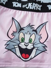 TOM & JERRY X SHEIN 女士卡通印花休闲时尚内衣套装 - 淺粉色 - 查看 8