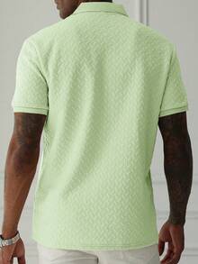 Manfinity Homme Áo polo nam tay ngắn màu xanh neon, chất liệu vải sần, thích hợp mặc đi làm, đi nghỉ lễ. - màu xanh lá - Xem 4