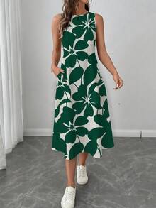 SHEIN LUNE 女士休闲印花中长连衣裙，适合春夏季节穿着 - 彩色 - 查看 5