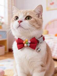 PETSIN 1 chiếc vòng cổ hoa nơ cho thú cưng, vòng cổ cho mèo, vòng cổ cho chó, điều chỉnh được chu vi cổ, phụ kiện thú cưng, quà tặng ngày lễ, đồ dùng cho thú cưng - Nhiều màu - Xem 32