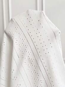 Plussiva Maternity Plus Size Solid Color Hollow-Out Textured Top - White - View 7