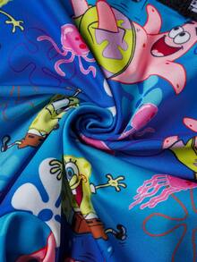 SpongeBob SquarePants | SHEIN Quần boxer nam kiểu dáng thường ngày, có in chữ ở cạp quần. - Màu xanh lam - Xem 5