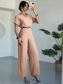 RiviMae 女士休闲卡其色连体裤，夏季 - 卡其色 - 查看 1