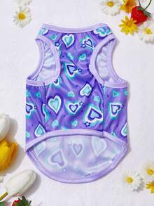 PETSIN Purple Heart Print Y2K Pet Vest, Breathable, Suitable For Cats And Dogs, Summer, 1pc - Multicolor - View 5