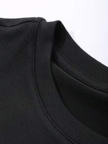 Dazy Tall 高个女款修身圆领短袖休闲套头T恤 夏季 - 黑色 - 查看 2