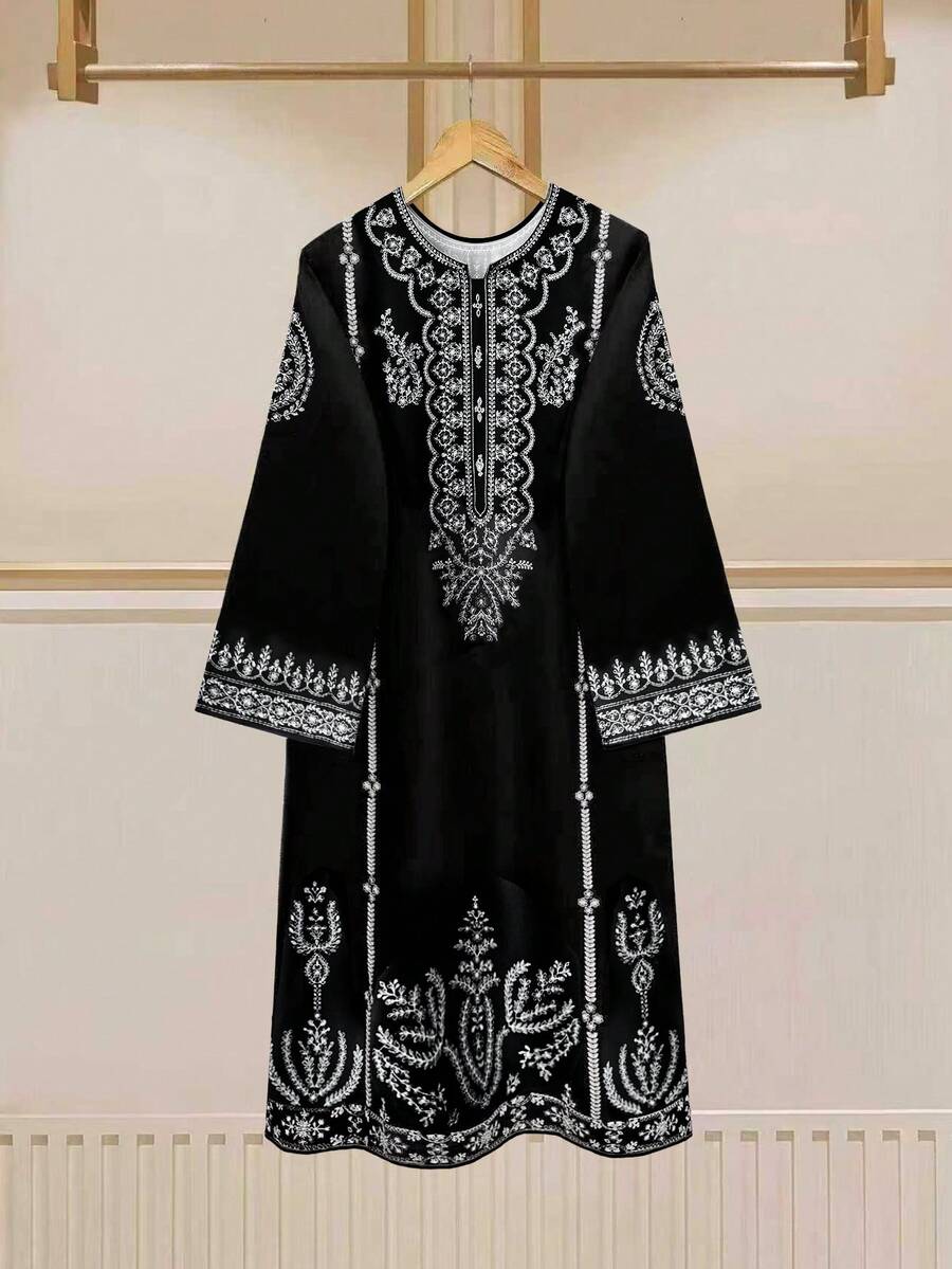 GlowEve Đầm nữ thanh lịch cổ chữ V dáng rộng in họa tiết Paisley - Nhiều màu - Xem 1