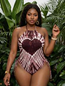 Vaytide 大码连体泳衣，休闲简约印花设计，女士款 - 彩色 - 查看 3