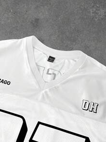 Manfinity EMRG 男士夏季休闲网眼拼接数字印花短袖T恤 - 白色 - 查看 5