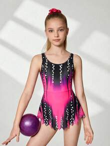 SHEIN Tween Girls' Fitted Casual Soft Jumpsuit Girls Workout Dress Young Girl Athletic Dress Gymnastics Leotard Tween Leotards For Tweens - Multicolor - View 1