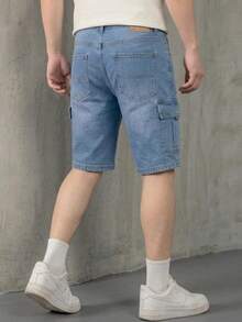 Bermudas de Mezclilla estilo Cargo - Azul - Ver 4