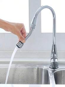360° Rotatable Faucet Extender For Kitchen Sink – 2 Water Flow Modes (Aerator & Shower), Splash-Free Long Reach Nozzle, Universal Bathroom Faucet Attachment, Water Saving Aerator, Easy To Install - Silver - View 7