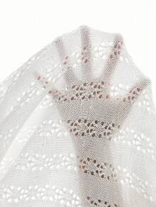 Breezaya 2026春夏新款欧美风性感修身腰部休闲度假日常户外女士浪漫海滩派对晚宴海边针织米色女式毛衣连衣裙，镂空慵懒舒适，适合情人节穿着。 - 白色 - 查看 5