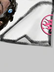 ROMWE MEN Street Life Men's Summer Portrait Graphic Front Button Short Sleeve Shirt - Multicolor - View 4