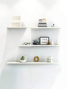 1PC/4PCS Fluted Wall Mounted Shelf Wood With Storage Rack Unique Design For Living Room Bedroom Office Entryway Hallway Home Decor Wall Storage Organization Display Holder - White - View 7