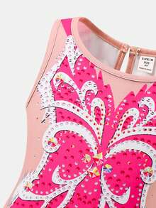 SHEIN 女童针织圆领修身休闲连体裤 - 粉色 - 查看 5