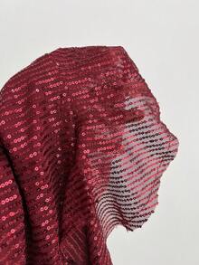 Elamini 女式时尚性感亮片系带露背抹胸迷你连衣裙 - 酒紅色 - 查看 5