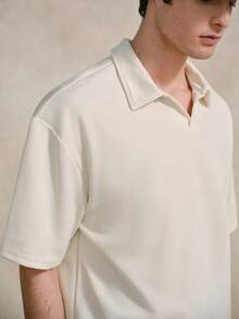 Courvante 男士纹理休闲 Polo 衫 白色高尔夫球衫 男士短袖纹理夏季白色网球高尔夫衫，带口袋，透气，常规版型，父亲节礼物 - 米色 - 查看 5