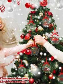 10 buah Ornamen Akrilik Bulat Bening 75mm, Cocok untuk Kerajinan DIY Natal dan Halloween, Dekorasi Gantung Pohon Natal, Natal - Beraneka warna - View 8