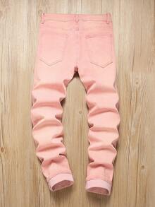 Manfinity LEGND Men's Casual Distressed Slim Fit Denim Jeans - Pink - View 2