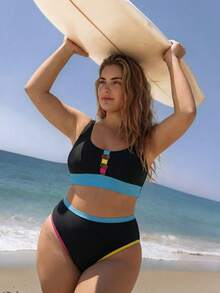 Swim SPRTY Quần short cổ tròn dáng suông dành cho nữ, bộ đồ bơi tối giản kiểu nghỉ dưỡng biển cỡ lớn, mùa xuân/hè. - Nhiều màu - Xem 6
