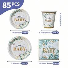 Green Leaves OhBABY 一次性餐盘、餐巾纸和杯子套装，可供 20 位客人使用。这款一次性派对套装（包括餐盘、餐巾纸和杯子）非常适合生日派对、婚礼和家庭野餐。 - 查看 10