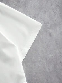 ROMWE MEN Goth 男士标语印花短袖暗黑学院风衬衫 - 白色 - 查看 5