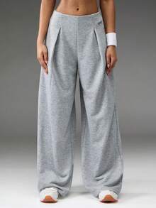 Normani Quần ống rộng xếp ly dáng suông thoải mái dành cho nữ - Màu Xám nhạt - Xem 4