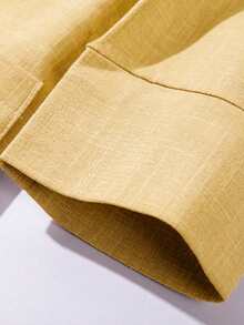 Franclia Yellow Summer 3/4 Sleeve Linen Blazer For Women,Waist Cinching Button Design,Smart Casual Office Work Outfits,High Quality Business Formal Suits - Yellow - View 5