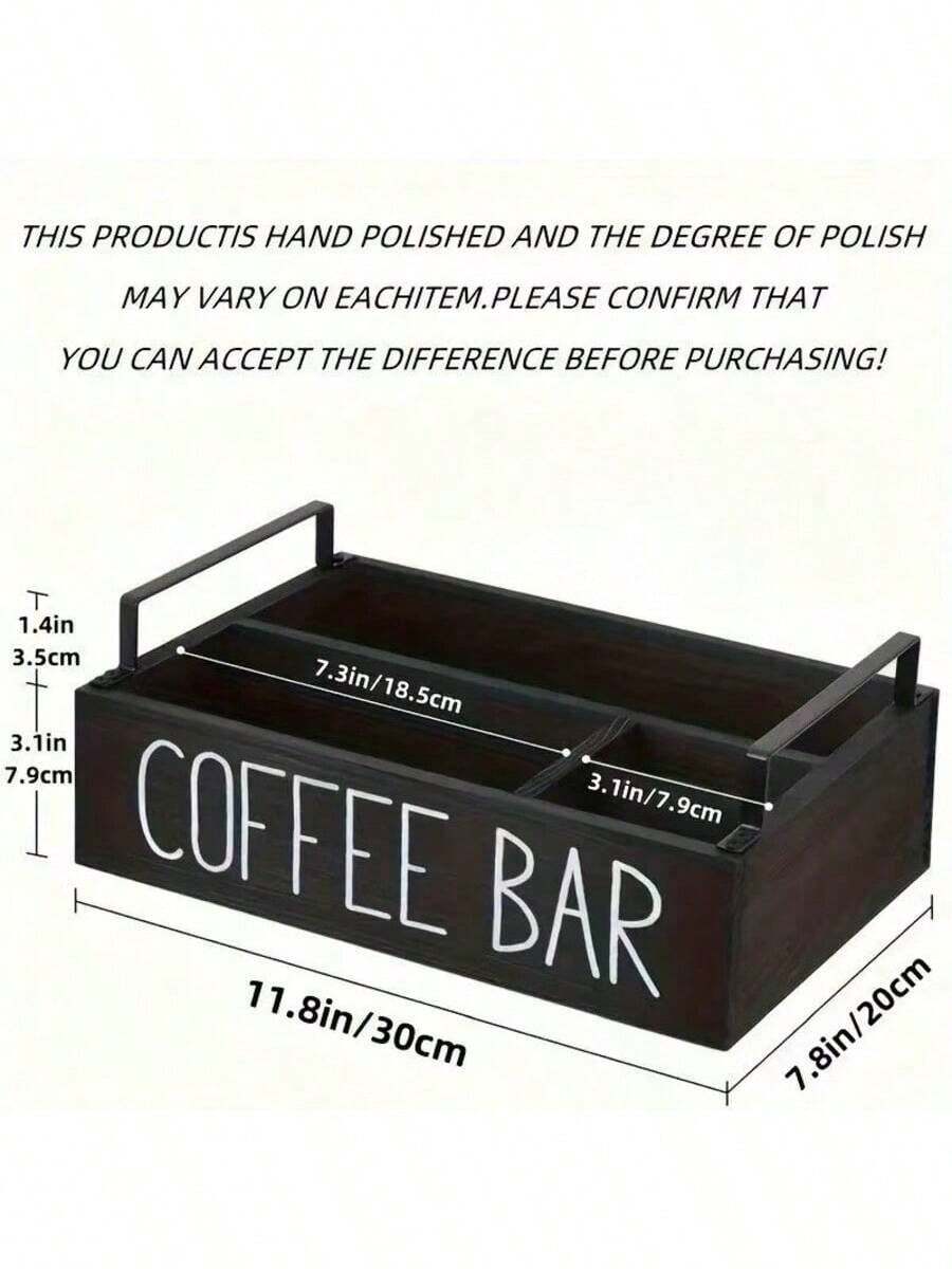 1pc Wooden Coffee Bar Storage Box, Used For Tabletop Coffee Capsules Or Racks, Tabletop Storage Boxes, Condiments And Coffee, Bar Decoration, Home Storage, Room Decoration, Etc - Multicolor - View 1