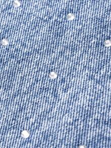 Girls Loose Fit Distressed Jeans,Soft Cotton Wide Leg Denim Pants With Rhinestone,Elastic Waist Dusky Blue,Summer,Casual,Graduation Fashion Pants - Blue - View 7