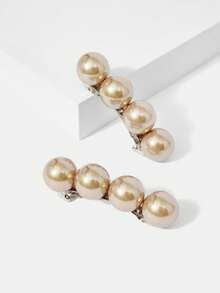 MOTF PREMIUM 2PCS FAUX PEARL FRENCH CLIP HAIR CLIPS CLAW CLIPS HAIR CLAWS HAIR BARRETTES - Champagne - View 1