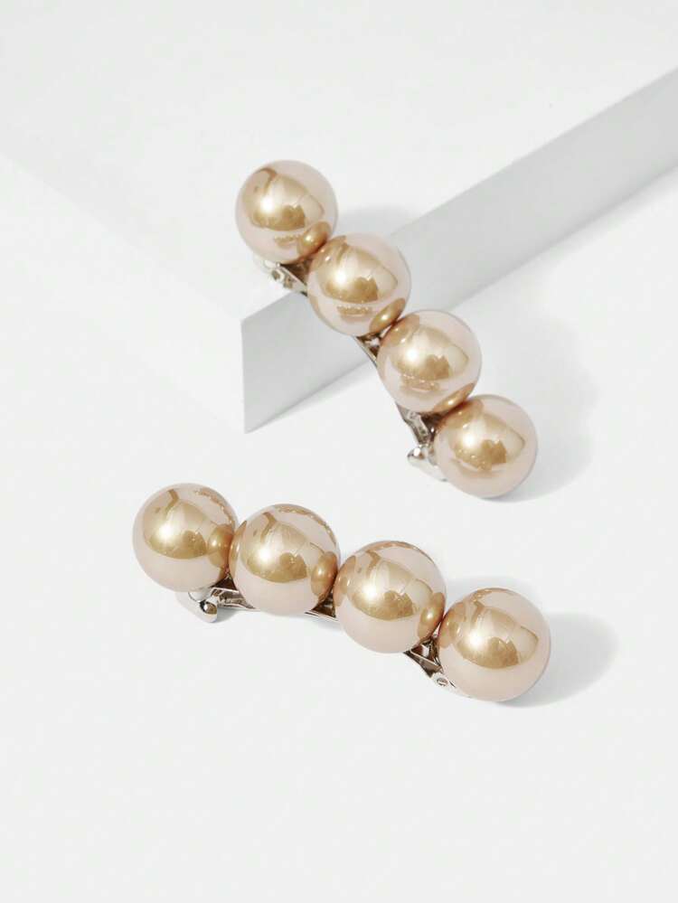 2PCS FAUX PEARL FRENCH CLIP HAIR CLIPS CLAW CLIPS HAIR CLAWS HAIR BARRETTES